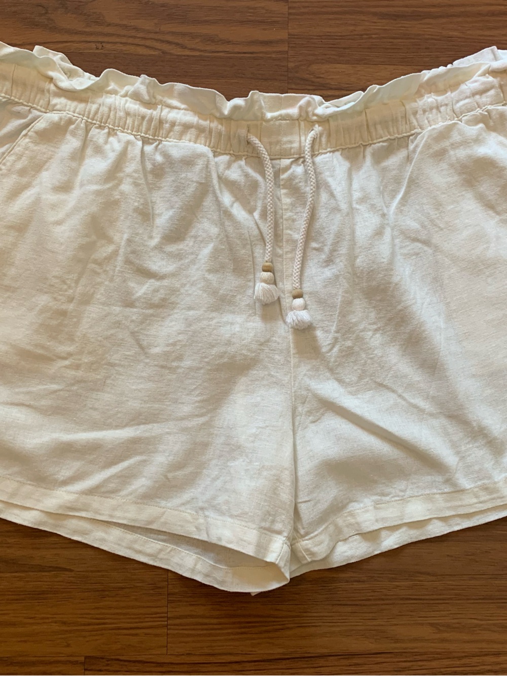 Hang Ten Women's White Drawstring Athletic Shorts Rayon Linen Blend XXL